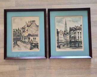 Two Vintage Hand-Colored Prints Hebbelinck