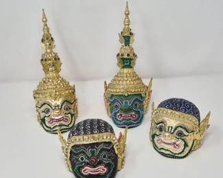 Set of Four Thai Decorative Paper Mache Masks