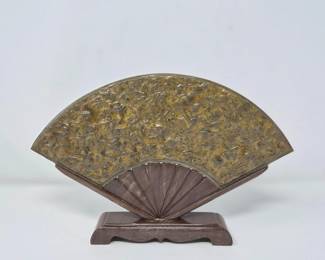 Mid-Century Carved Stone Fan Sculpture