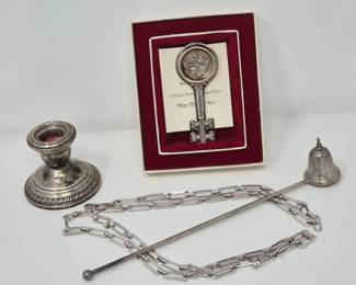 Reed & Barton Sterling Wine Key, Single Sterling Candleholder & More