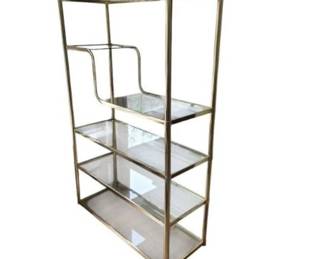 Glass & Brass Étagère 1970-80's Shelving Unit