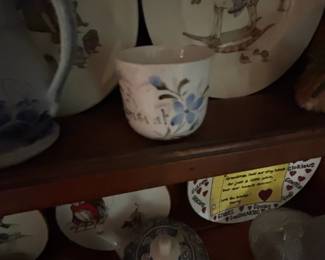 Antique Delft Blue  White Tin Glazed Faience Cup with Floral Design and Inscription