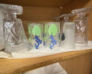 Vintage Kraft Swanky Swigs Blue Flower Juice Glasses