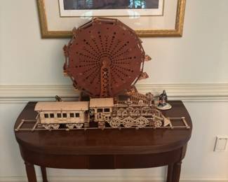 Wooden Mechanical Model Ferris Wheel and Train Set