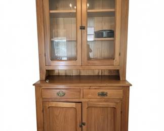 Antique Oak StepBack Kitchen Hutch