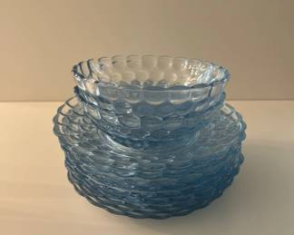 Anchor Hocking Blue Bubble Glass Berry Bowls Set third image