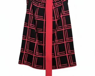 Gino Paoli Black and Red Geometric Knit Skirt