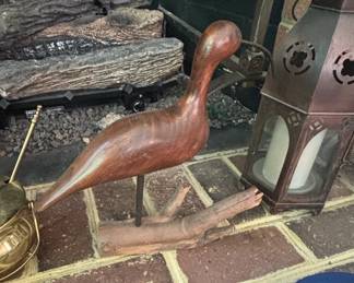 Signed Hand Carved Wooden Bird Sculpture by Erbie,