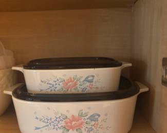 CorningWare Rose Petal and Blue Cornflower Casserole Dishes