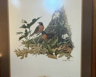 Richard Sloan Signed Robin Lithograph Print