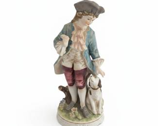 Classic Gallery Collection C Porcelain Figurine of a Boy with a Dog