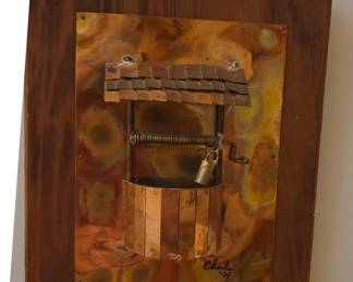Copper Wall Art  Wishing Well and Wagon