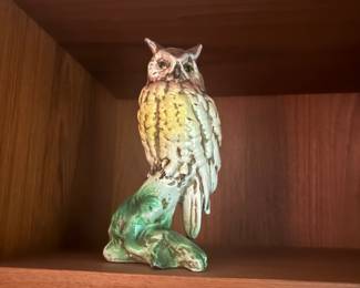 K.Y.B. Owl on Branch Ceramic Figurine