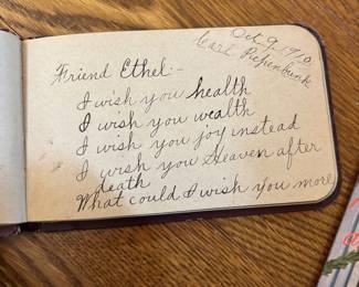 “Autograph Album • 1908–1910 • Handwritten Friendship Verses & Signatures • Indiana Provenance”