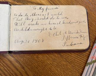 “Autograph Album • 1908–1910 • Handwritten Friendship Verses & Signatures • Indiana Provenance”
