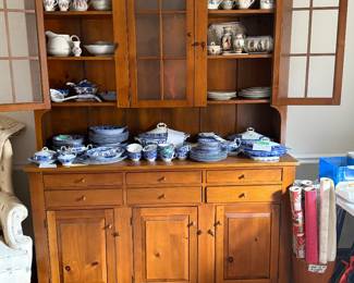 Buffett hutch, flow blue china, and other assorted antique china