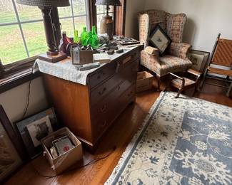 Chippendale dressers, croc lamps, antique wall decor, stools and more   