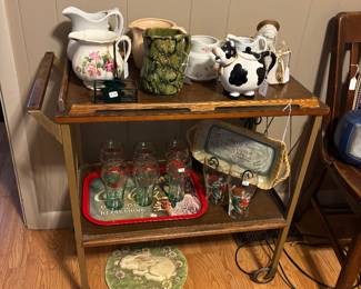 Tea cart with pitchers