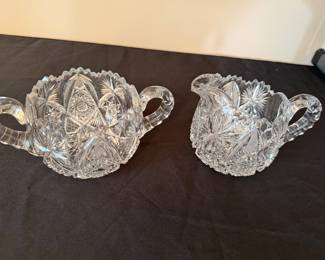 Cut glass sugar creamer 
