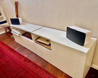 IKEA Bench Cabinets.       SONOS Speakers
