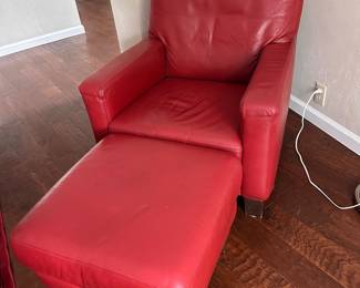 Leather chair and ottoman 