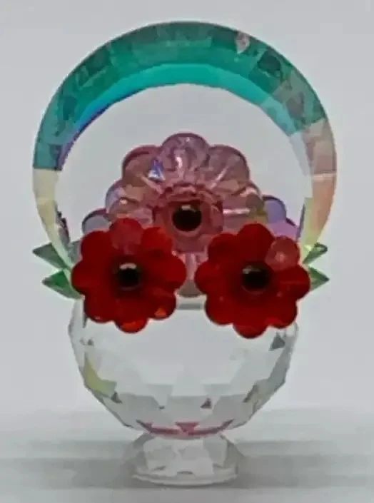 Iris Arc Crystal Flower Basket Figurine Mini Iridescent Aurora Borealis Display Mirror