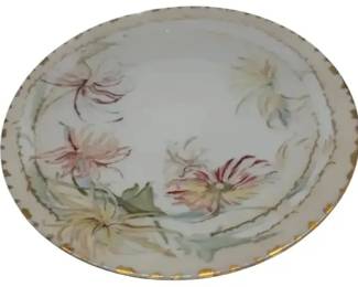 Antique Hand Painted Plate Signed H Hilliard 1895 Floral Cabinet Plate Gold Trim Victorian