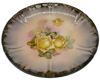 Antique Franz Anton Mehlem Bonn Floral Porcelain Plate Gold Trim Hand Painted