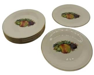 Set of 8 Lenox 8in Fruit Plates Ivory China Gold Trim Dessert Salad Plates Made in USA