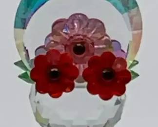Iris Arc Crystal Flower Basket Figurine Mini Iridescent Aurora Borealis Display Mirror