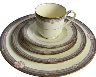 Noritake Bone China Set 5 Pc Cup Saucer & 3 Plates Floral Gold Trim Japan