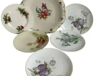 Antique & Vintage Porcelain Plate Collection – Limoges JPL, Royal Albert, Bavaria Floral (6 Pc Lot)