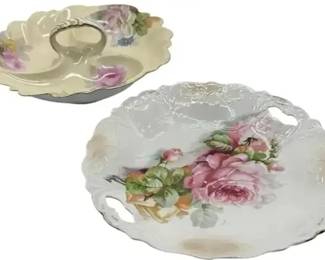 Noritake 3 Compartment Server German Floral Porcelain Bowl Gold Trim Antique Mixed Lot