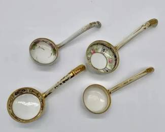 Antique Hand Painted Nippon Porcelain Ladles Set (4) Gold Gilt Moriage Japan Noritake Era