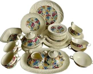 Brighton Creery China Bavaria 50+ Pc Chintz Floral Dinner Set Teapot Gravy Cups Plates