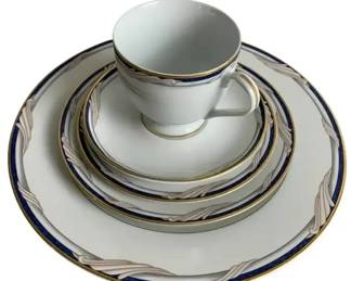 Gorham Golden Swirl Fine China Cup & Saucer with 3 Plates – Gold Trim USA (5 Pc)