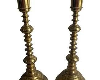 Pair Japan Made Brass Candlesticks Vintage Taper Candle Holders Mid Century Table Decor