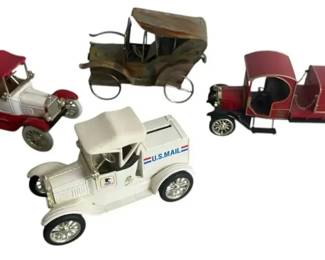 Vintage Ertl Style Truck Banks Lot (3) USPS True Value Rennigers + Metal Car Music Box