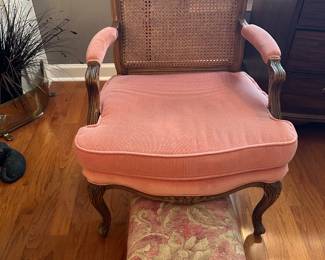 One of a pair of matching cane back arm chairs 