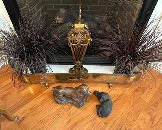 Brass fireplace fan and fender