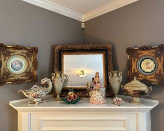 Framed antique mirror