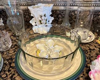 Collection of Swan salt sellers center medallion and salad bowl