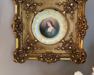 Framed antique portrait plate