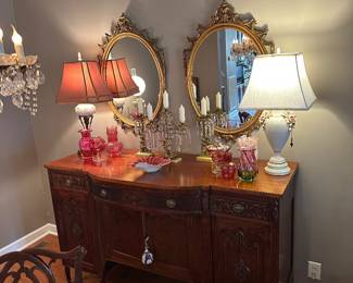 Regency Style buffet, shown with two Regency style mirrors,