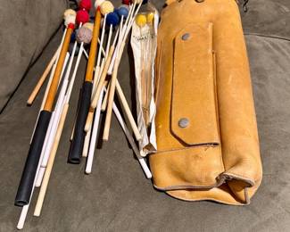 Messer  percussion mallet set with vintage leather case