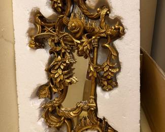 Pair 24” Rococo architectural wall mirrors