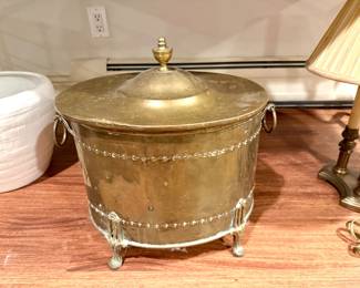Vintage Brass Jardmiere with Lid and Insert