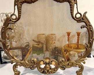 1960s French Gothic Brass Dragon Screen