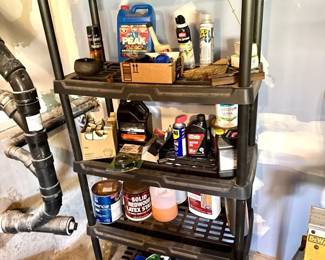 Five Tier Plastic Shelf With Contents