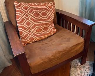 Champion Mission-Style Wooden Accent Chair with Microfiber Cushions